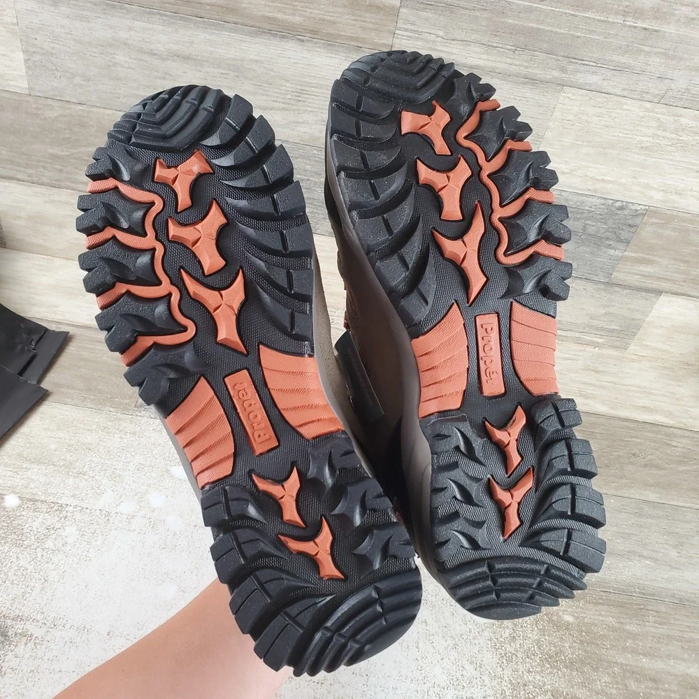 Propet Ridge Walker Mens Hiking Boots Sz 9.5 3E Gunsmoke Orange Waterproof Lace